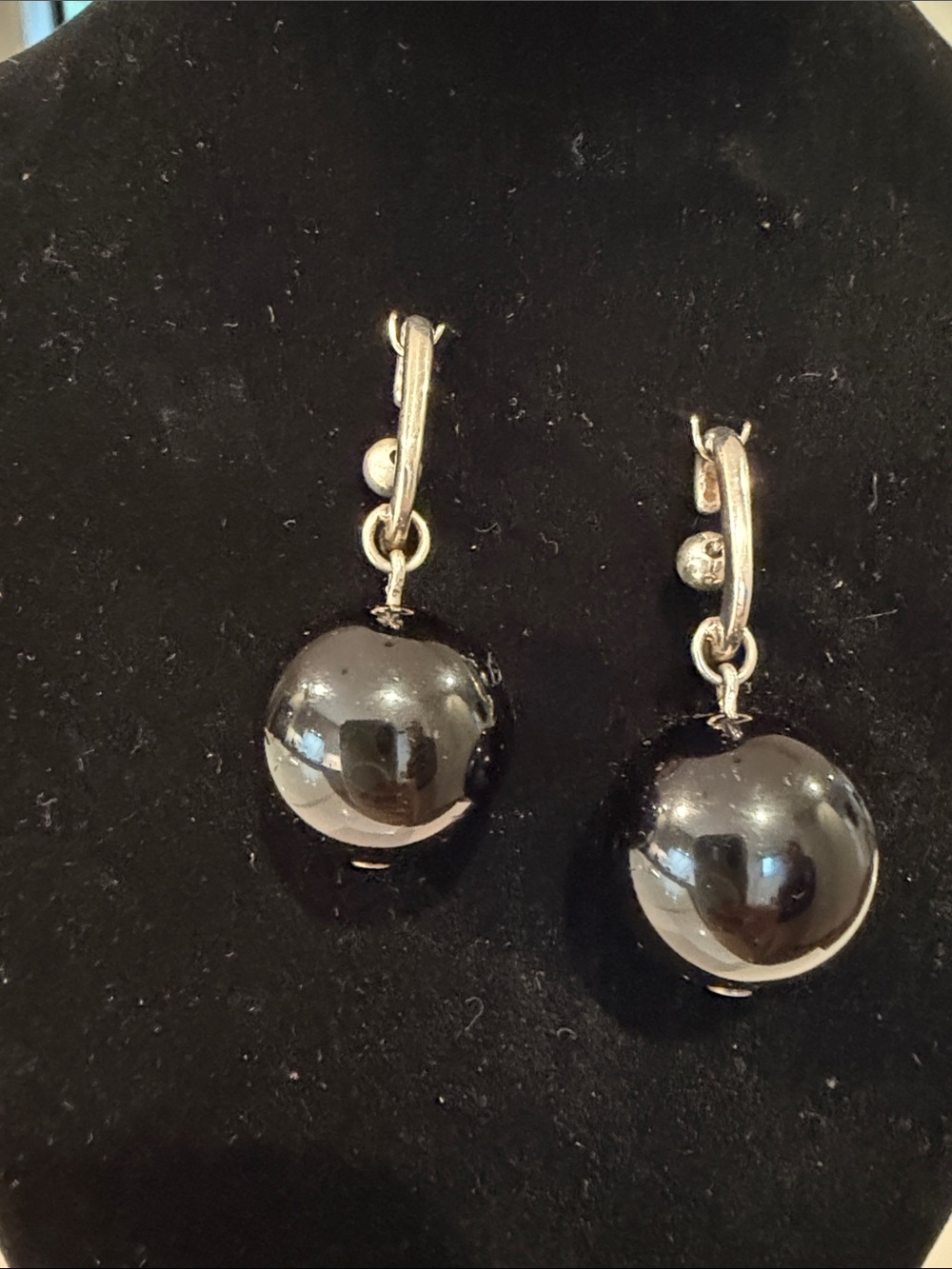 Classic COS Black Drop Ball Earrings for Women
